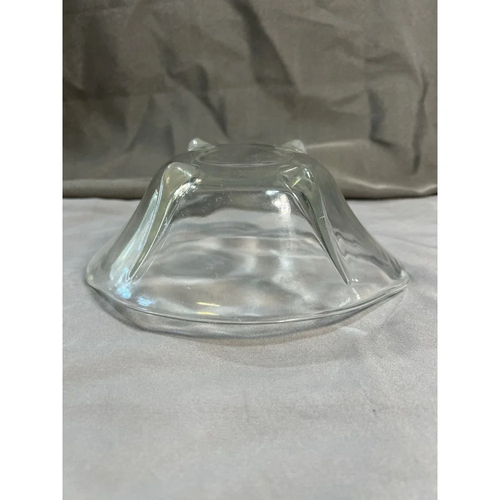 MCM Anchor Hocking Swedish Modern Clear Glass Dish Teardrop Feet 7‎ 7/8